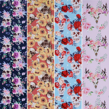 Aimyoo Gothic Skull Floral Wrapping Paper Bundle Roll, Skeleton Flowers Halloween Wrap Paper 17 in x 16 ft per Roll