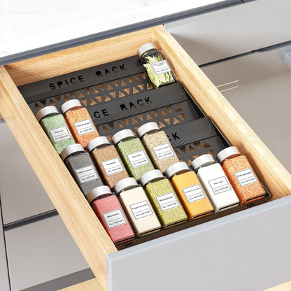 BOIVSHI Spice Drawer Organizer, 4 Tier Metal Spice Organizer for Drawer Insert, Spice Organization for Drawer, Kitchen, Countertop, Pantry (Jars Not Included)