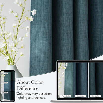 NICETOWN Blackout Curtains - Greyish Blue Privacy Panels for Living Room & Bedroom | 63 Inches Long, 2 Panels