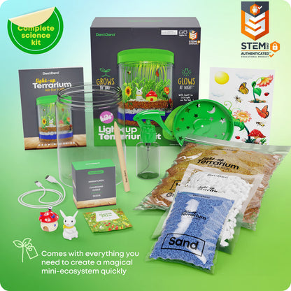 Dan&Darci Light-Up Terrarium Kit for Kids - STEM Science Kit - Educational DIY Toy for Boys & Girls - Birthday Gift - Craft Project Idea for Ages 6 7 8 9 10 11 12 Year Old - Craft for Boys