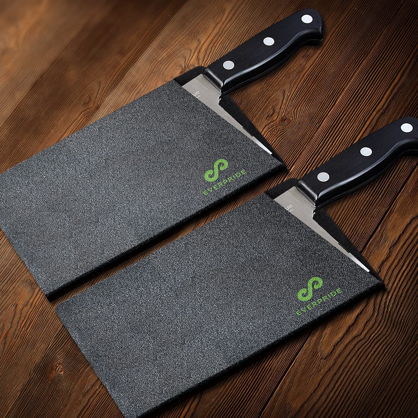EVERPRIDE Butcher Chef Knife Edge Guards (2-Piece Set) Wide Knives Blade Edge Protectors - Meat Cleaver Knife Sheath Set - BPA-Free Chef Knife Covers Fits Blades Up To 8” x 4” – Knives Not Included