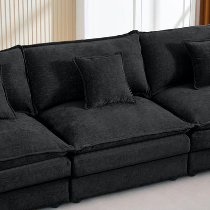 Eafurn Oversized Reversible Modular Sectional Sofa with Movable Ottoman, 4 Seater Convertible L Shaped Corner Couch Modern Chenille Sofa Set w/Double Layers Seat Cushions for Living Room Apartment