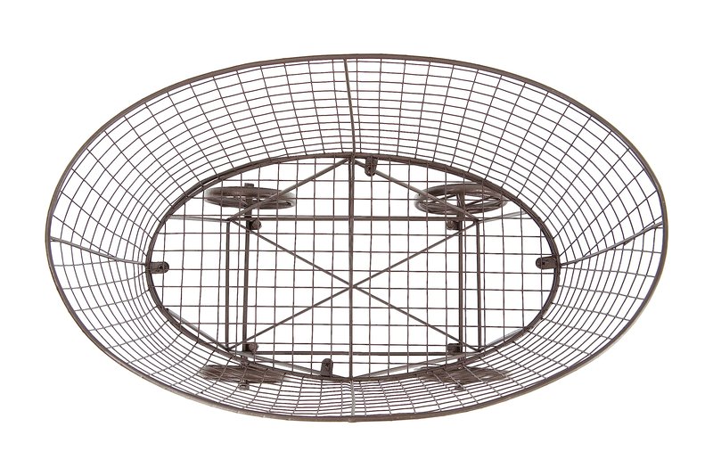 Creative Co-Op Vintage Reproduction Metal Laundry Basket on Wheels, Rust