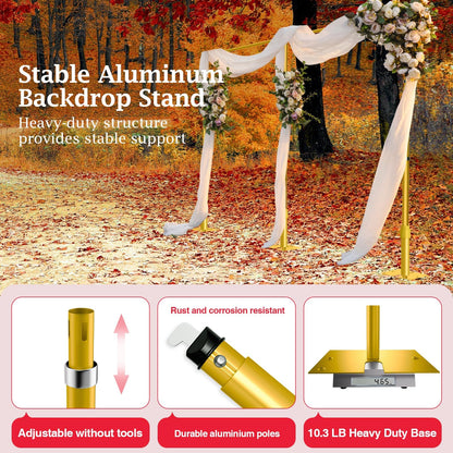 EMART Backdrop Stand Heavy Duty 8.9ftx20ft, Adjustable Pipe and Drape Photo Background Support Kit, Metal Frame with Flat Base for Wedding Birthday Party Banquet Decorations-Gold