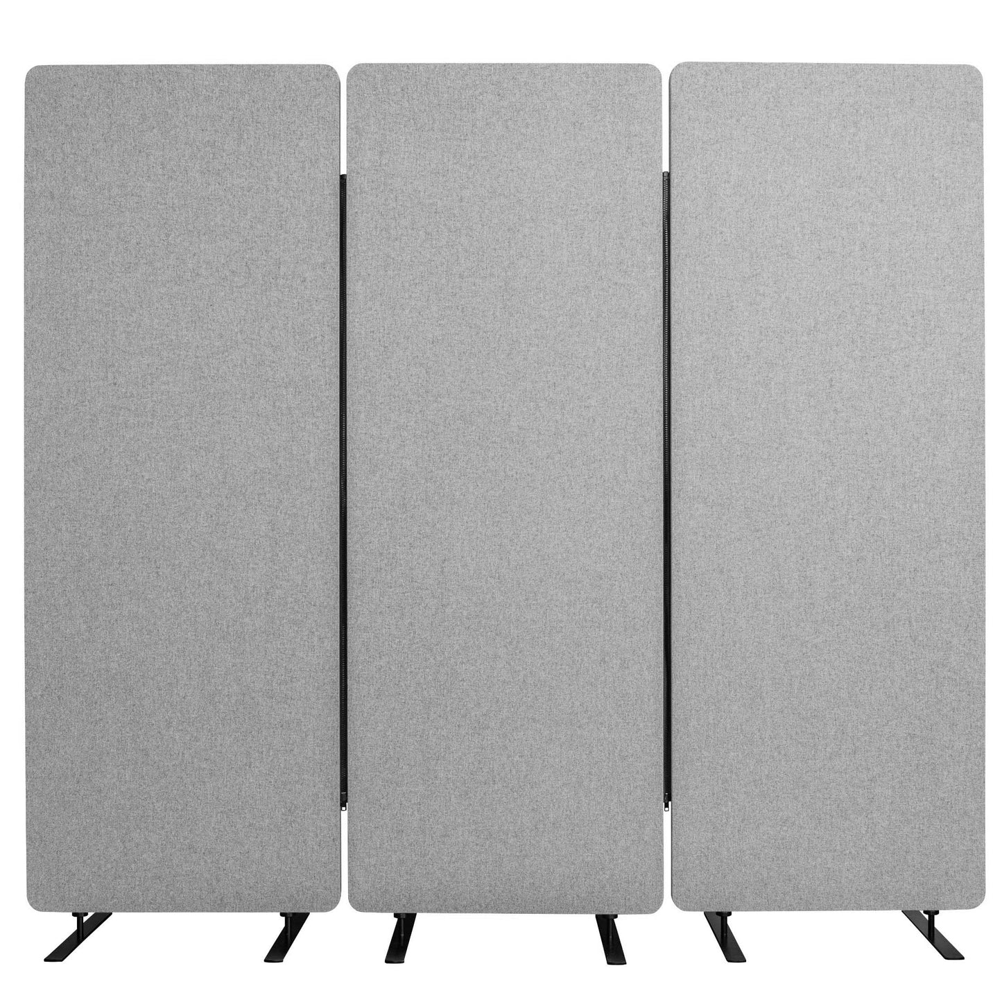 Stand Up Desk Store ReFocus Freestanding Noise Reducing Acoustic Room Wall Divider Office Partition (Cool Grey, 72" x 66", Zippered 3-Pack)