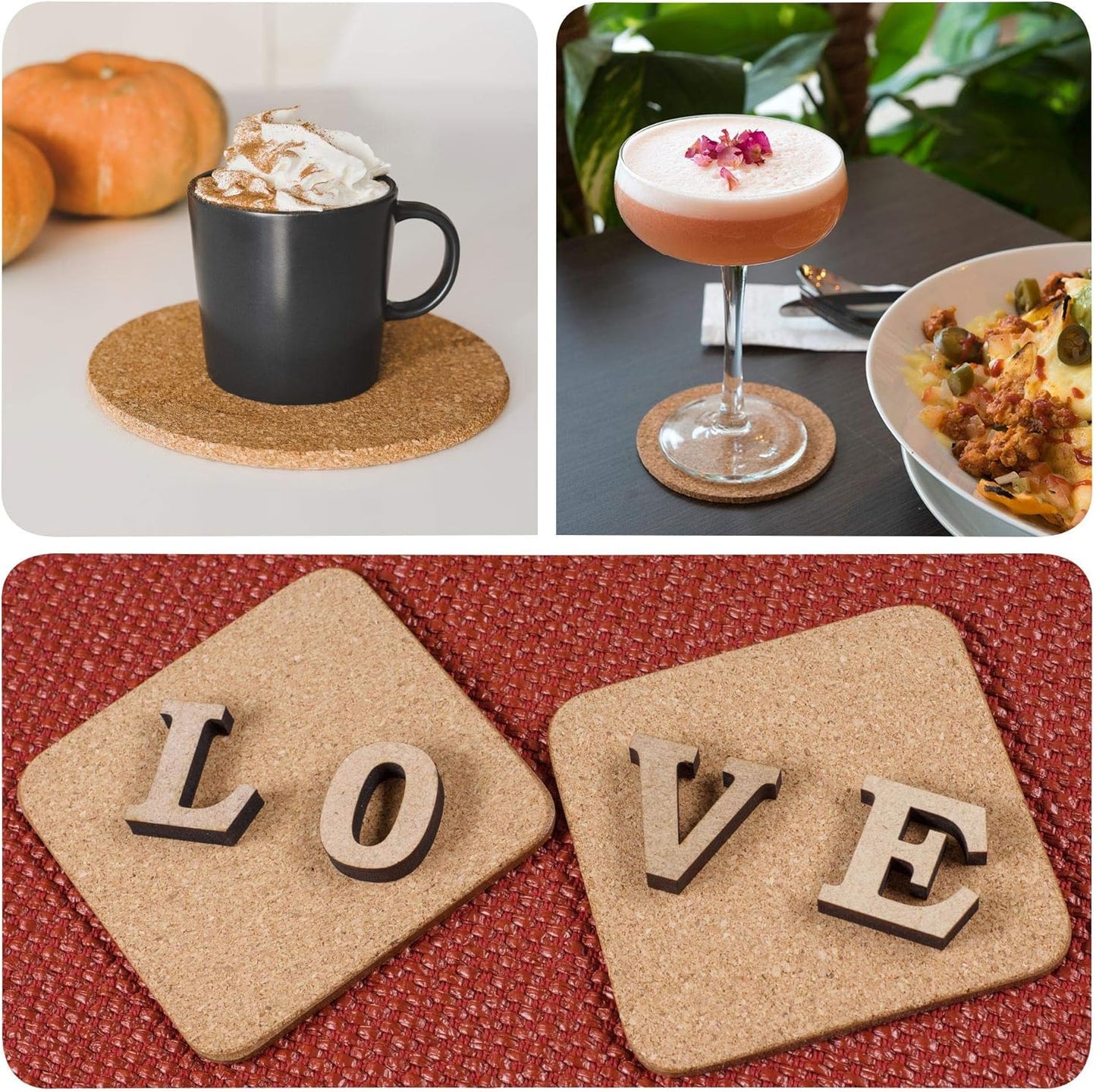 uxcell Cork Coasters, Wooden Trivet Drinks Mats, Round 4.7 Inch Diameter, 0.16 Inch Thick for Home Bar Kitchen (Pack of