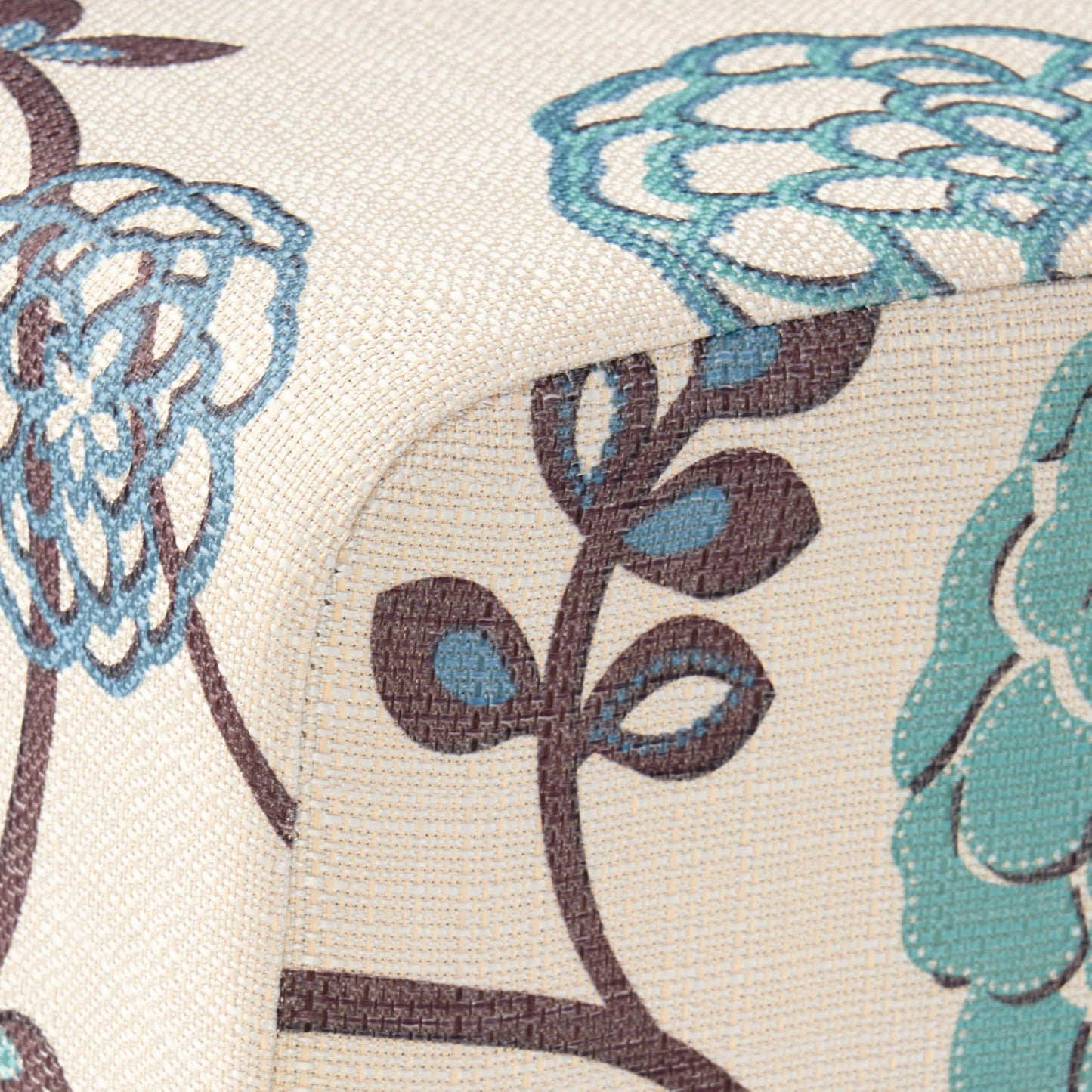 Evangeline Contemporary Fabric Dining Chairs (Set of 4), Light Beige with Blue Floral