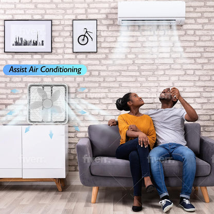 Comfort Zone 20 Inch Box Fan - 3 Speed Full-Force Air Circulation with Carry Handle, Ideal for Home