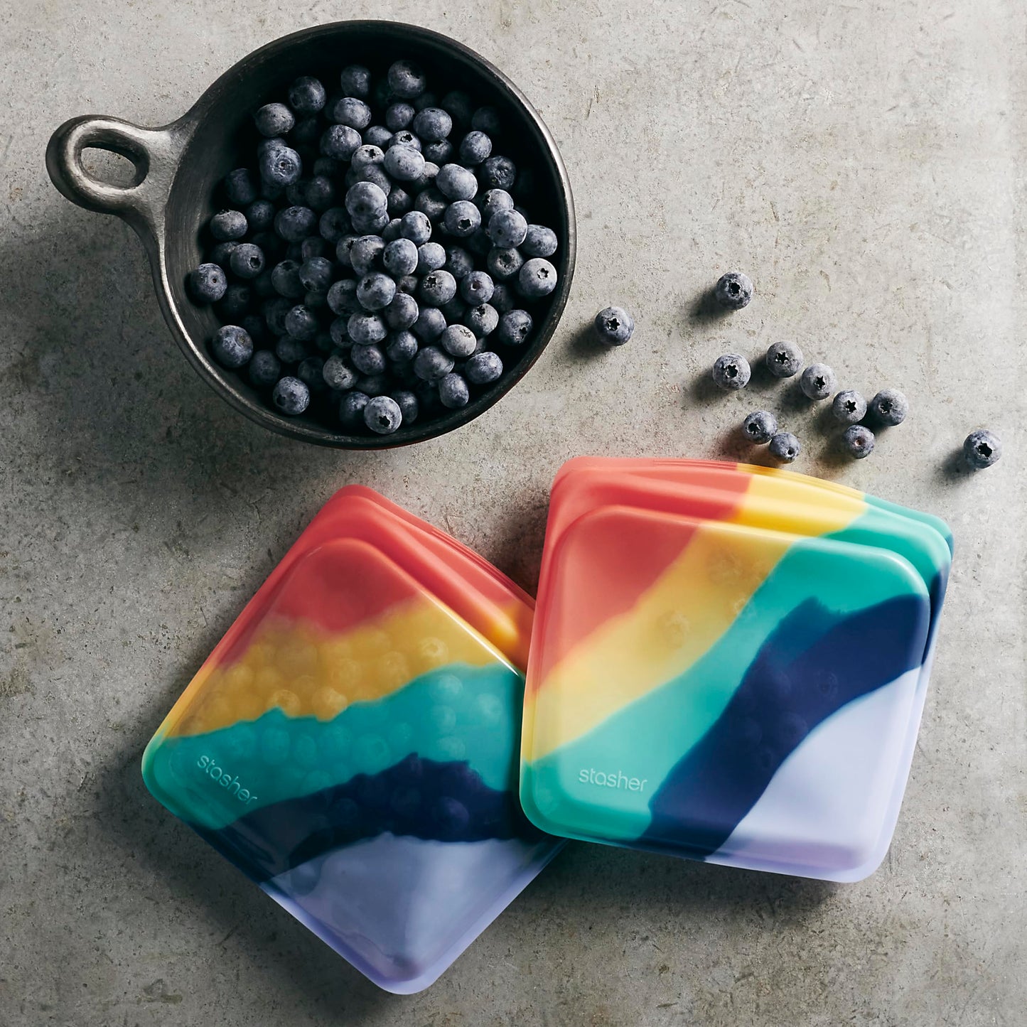 Stasher Premium Silicone Reusable Food Storage Bags, 2-Pack, Clear, Multi-Use Food Storage Bags, Lunch Bag, Travel Containers, BPA Free, Leak-free, Dishwasher-Safe, Eco-friendly