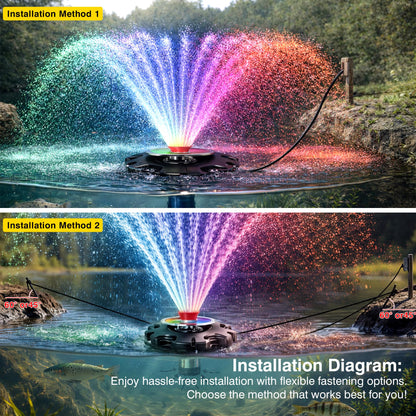 Pond Fountain Aerator, LED RGB Multicolor Aerator Floating Fountain Light, 750W 1HP 15000 GPH Floating Pump,IP68,for Ponds & Lakes