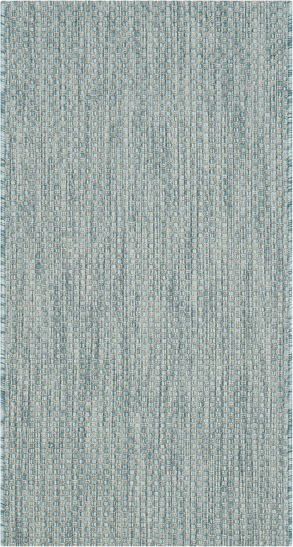 SAFAVIEH Courtyard Collection 2' x 3'7" Aqua/Grey CY8521 Indoor/Outdoor Waterproof Accent Rug for Patio and Mudroom