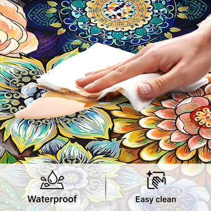 Tubeamin Boho Floral Kitchen Rugs Mats for Floor 2 Piece Memory Foam Padded Kitchen Mats Anti Fatigue Non Slip Cushioned Comfort Standing Mat, 17.3x28+17.3x47 Inch