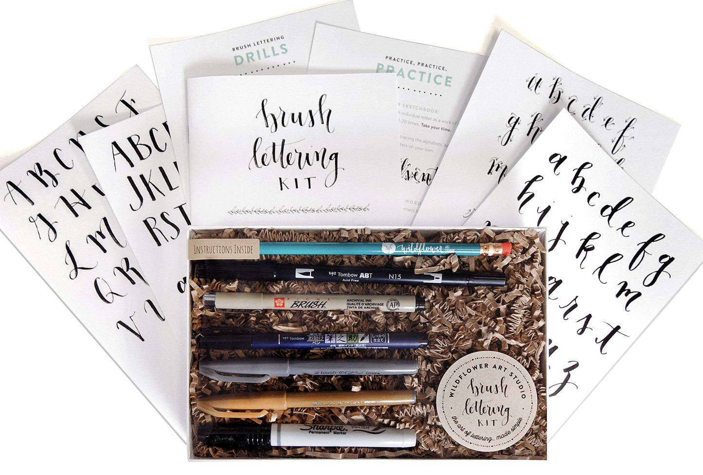 Brush Lettering Kit - DIY Brush Lettering Starter Set by Wildflower Art Studio