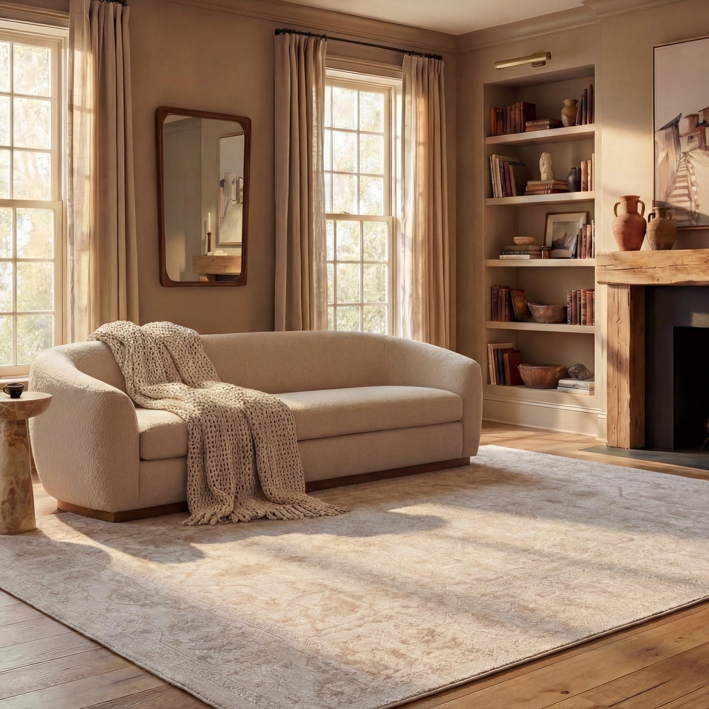 SAFAVIEH Area Rug 10x14 - Reflection Collection - Large - Cream & Ivory, Non-Shedding & Easy Cleaning, Ideal for Living Room, Bedroom (RFT665D)