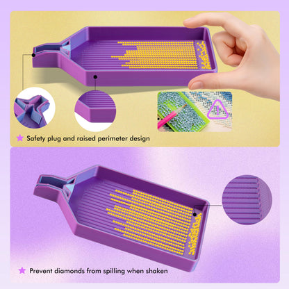 Diamond Art Trays with Lids, Multi-Color Partitioned Diamond Painting Tray, Suitable for 5D Diamond Dots, Purple Gold