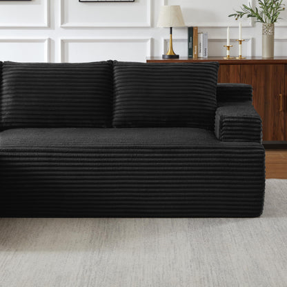 96" L Shaped Cloud Sectional Couch with Chaise, Deep Seat Modular Sectional Sofa Corduroy Memory Foam Sofa Boneless Couches for Living Room Bedroom, No Assembly Required