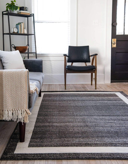 Unique Loom Del Mar Collection Area Rug - Maria (7' 10" x 11' 4" Rectangle, Black/ Ivory)
