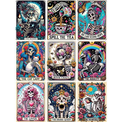 GOUOYANA Skull Diamond Art Kits for Adults - 9pcs, Tarot Card Diamond Painting for Beginners, DIY Full Rhinestone 5D Gothic Diamond Painting Kits (Gemstone Craft), Home Wall Decoration (12x16 inch)