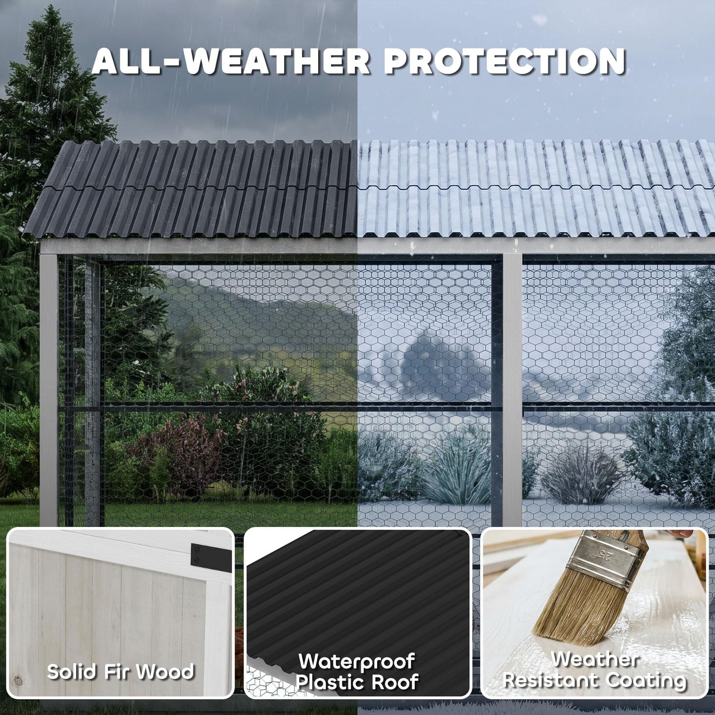 PawHut 212" L Large Chicken Coop for 10-15 Hens, Walk-in Outdoor Chicken House with Shovel, Run, Nesting Box, Weatherproof Roof, Perches, Wooden Hen House Poultry Cage for Ducks, Rabbits