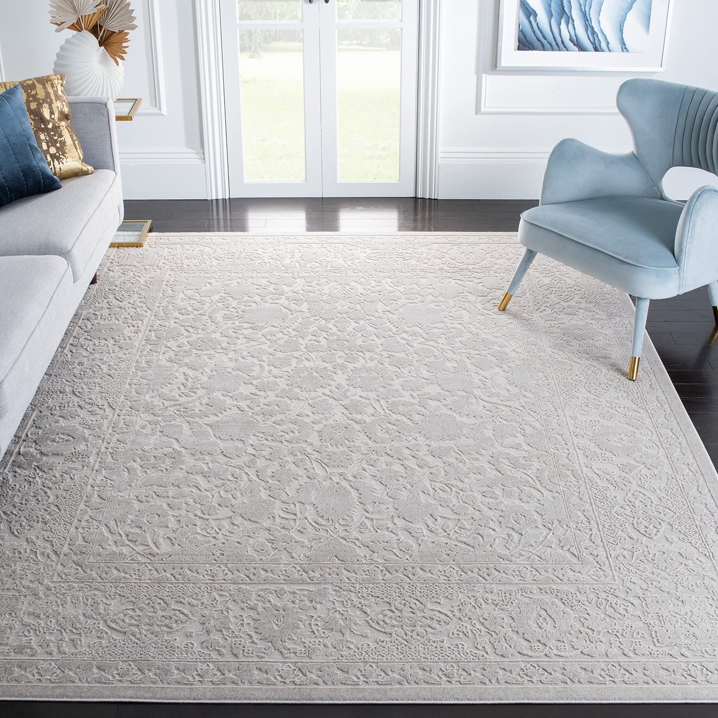 SAFAVIEH Area Rug 10x14 - Reflection Collection - Large - Cream & Ivory, Non-Shedding & Easy Cleaning, Ideal for Living Room, Bedroom, Dining Space (RFT667D)