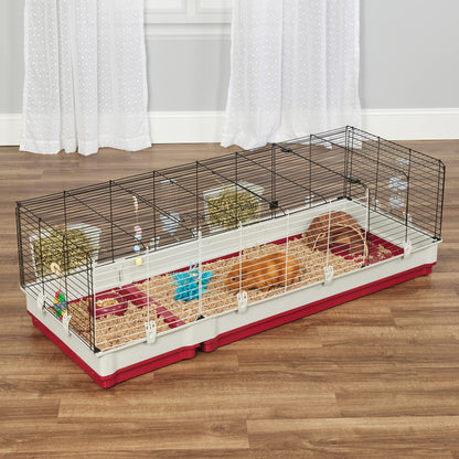 Midwest Homes for Pets Deluxe Rabbit & Guinea Pig Cage, XX-Large, White & Red