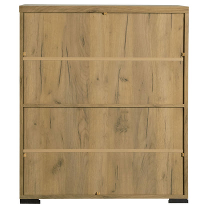 Coaster Home Furnishings - Bristol - Engineered Wood - 6-Shelf Shoe Cabinet with Double Doors, Mesh Panel, and Plastic Glides - Entryway and Mudroom - 31.5-Inch - Golden Oak - 951107
