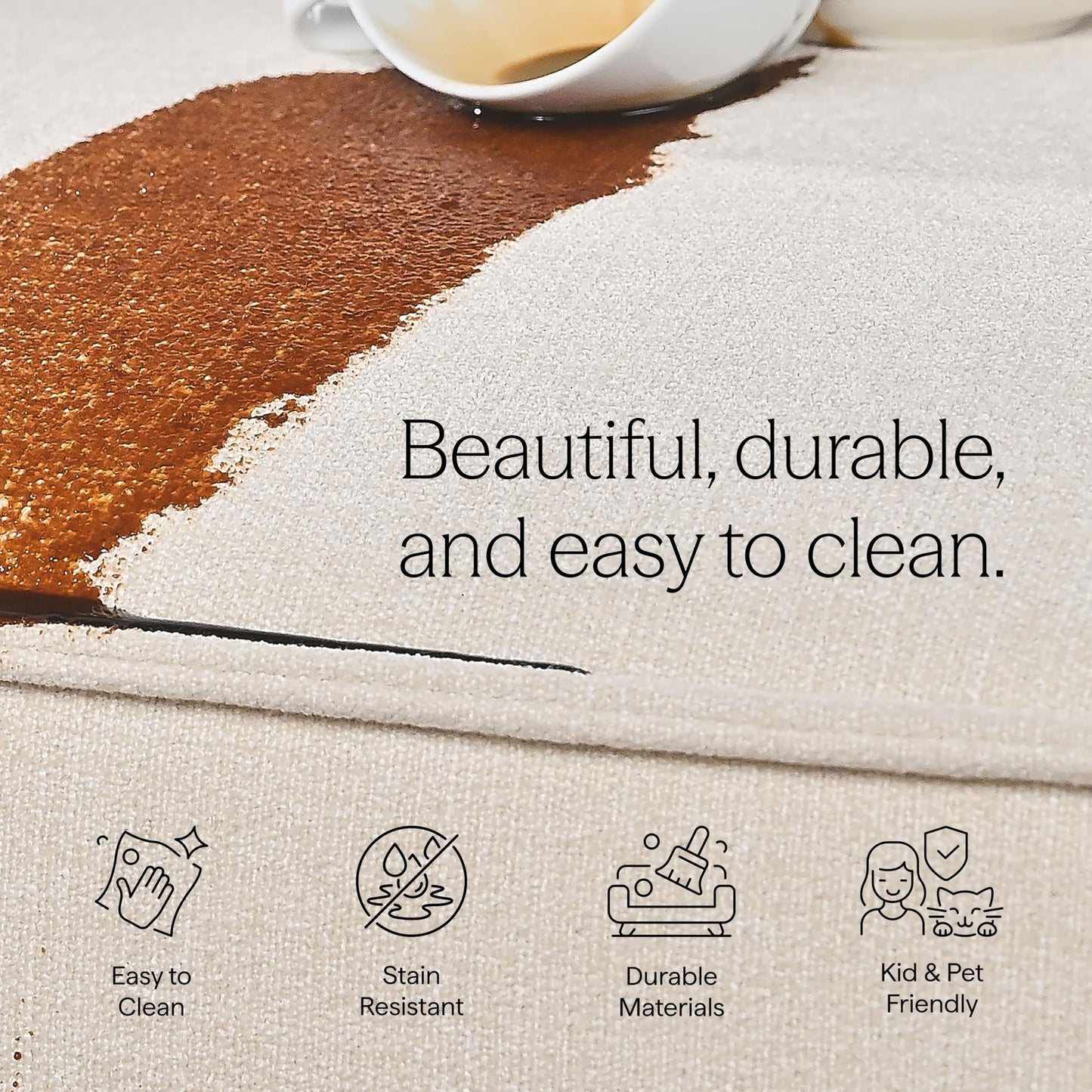 Modway Restore Performance Fabric Upholstered 4-Piece Modular L-Shaped Armless Sectional Sofa in Pewter – Low Profile Couch with Coil Seat Support and French Piping