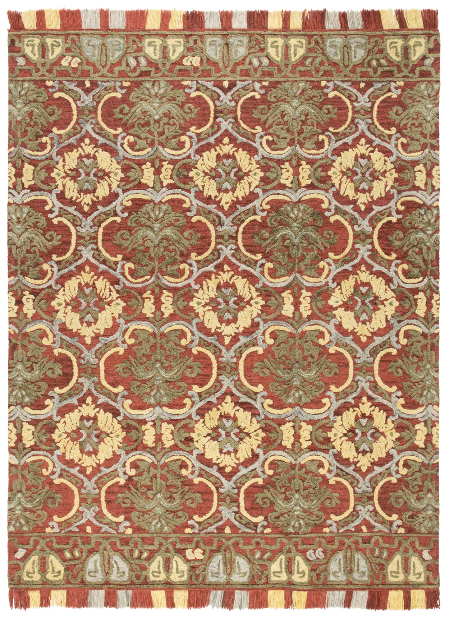 SAFAVIEH Area Rug 8x10 - Blossom Collection - Large - Red & Gold, Handmade Wool, Floral Design, Ideal for Living Room, Bedroom, Office, Dining Space (BLM422Q)