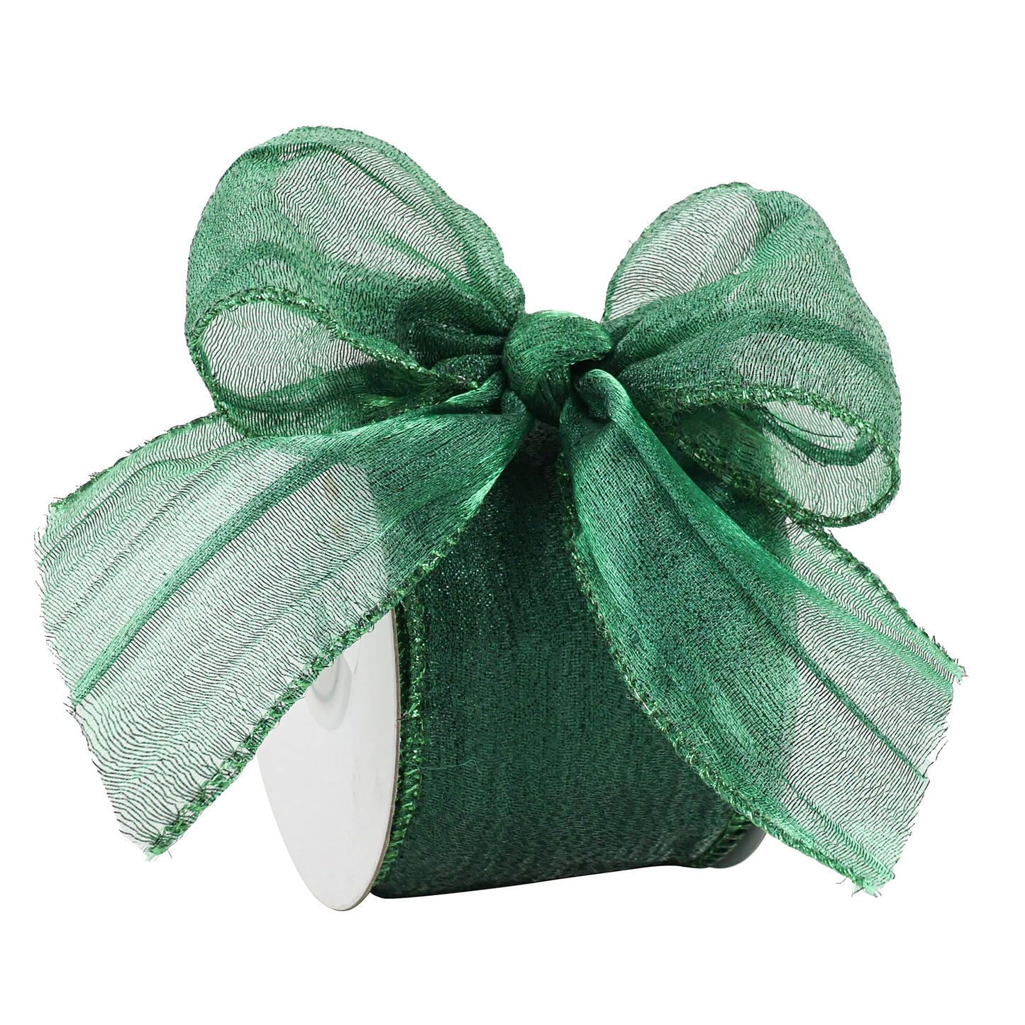 HUIHUANG Dark Green Wired Ribbon 2.5 inch Metallic Crinkle Green Wire Ribbon for Christmas Tree, Bows Making, Wreath Making Supplies, Gift Wrapping, Holiday Home Decor, DIY Crafts -10 Yards