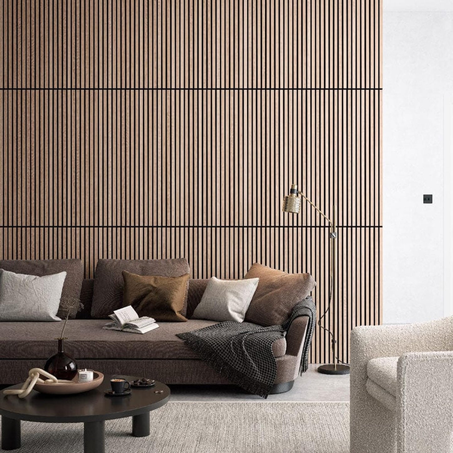 WVH Luxury American Oak Acoustic Slat Wood Wall Panels, Measures 118.11" x 25.20", Premium Finish, Interior Decor for Walls & Ceilings, Noise Cancelling & Sound Absorbing for Home & Office, 2pcs