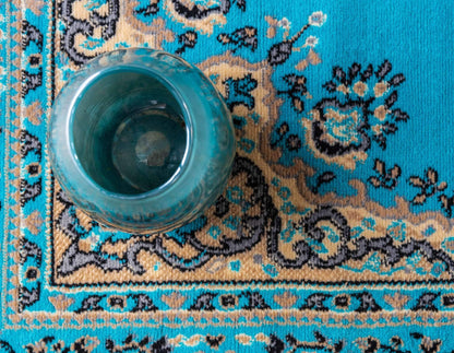Unique Loom Reza Collection Traditional Persian Style Area Rug, 9 ft 10 in x 13 ft, Turquoise/Ivory