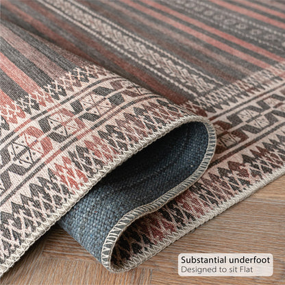 KNOTTING MATTERS Vibe Stripe 8’3” x 11’6” Area Rug – Sand, Charcoal & Clay Heritage Flatweave, Low-Pile – Easy Clean Area Rug – Perfect for Living Room, Dining Room, Bedroom – Pet & Kid Friendly