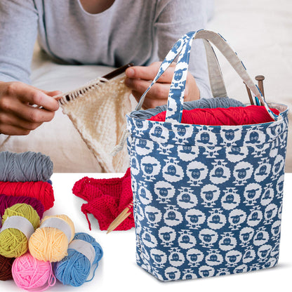 Teamoy Knitting Tote Bag with Drawstring Closure, Portable Yarn Storage Bag for Knitting Needles, Yarn Skein and Crochet Supplies, Sheep (Bag Only)