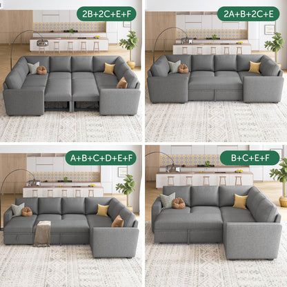 HONBAY Corner Seat for Sectional Sleeper Sofa, Corner Module for Modular Sleeper Couch with Pull Out Bed, Dark Grey
