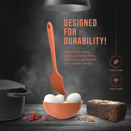 Silicone Spatula Set - 4-Piece Heat Resistant Rubber Spatulas for Nonstick Cookware - Orange