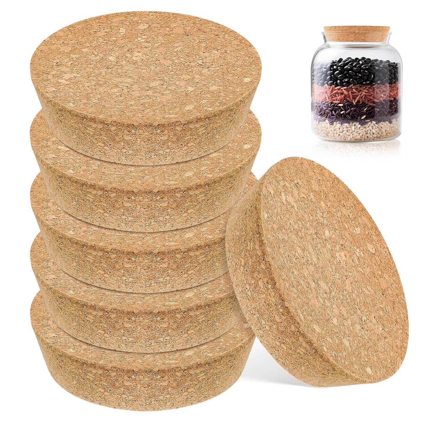 GeryVtee 6 PCS Large Cork Bottle Stoppers 3.93x 3.46x 1.18 Inch Tapered Plugs Cork Canning Jar Lids Replacement Corks for Wines, Decorative Bottles, Jars, Arts, DIY Crafts