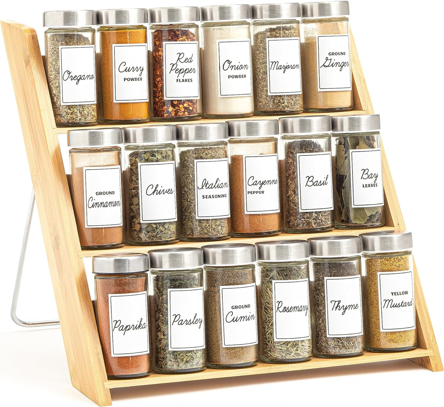 18 5-Year Countertop Orii Jar Bamboo Compact Spice Rack with Spices Included & Free Spice Refill Program for or Kitchen