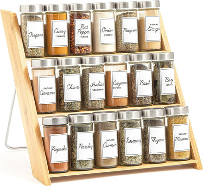 18 5-Year Countertop Orii Jar Bamboo Compact Spice Rack with Spices Included & Free Spice Refill Program for or Kitchen