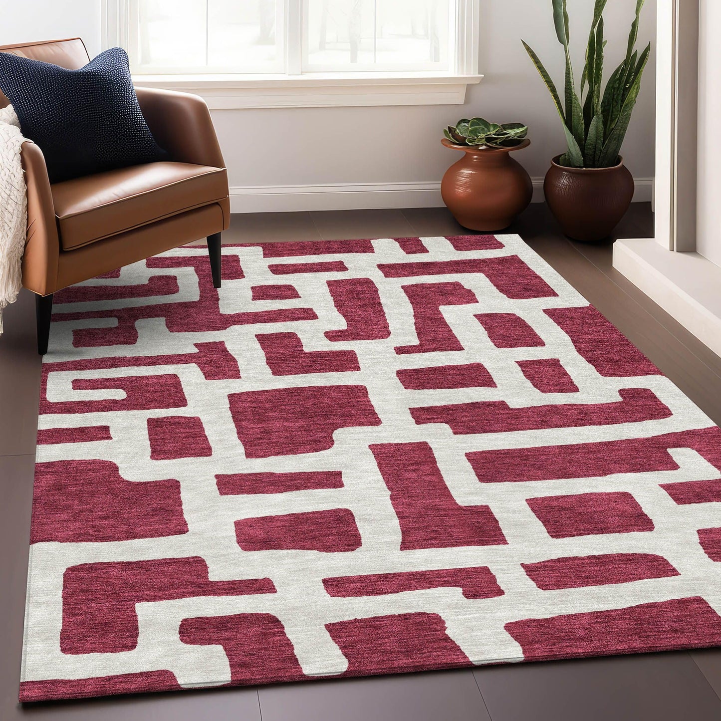 Addison Rugs Mayfield AMF903 Garnet 10' x 14' Indoor Premium Machine Washable Runner Rug, Silky Soft, Easy Clean, Non Shedding, Bedroom, Living Room, Dining Room, Kitchen, Patio Rug