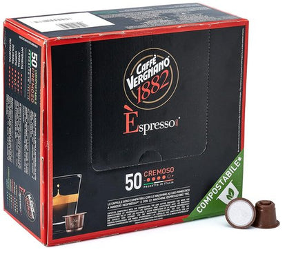 Caffe Vergnano 1882 Espresso Capsules - Medium Roast Arabica & Robusta Blend | 50 Ct for Nespresso Machines