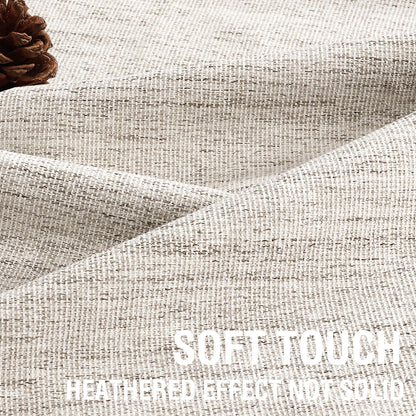 H.VERSAILTEX Premium Chenille Blackout Curtains - 100% Blackout Thermal Insulated Noise Reducing, Heavy White Flocking Coating Back Linen Textured, 2 Panels 84 Inches, Heathered Natural (Not Solid)