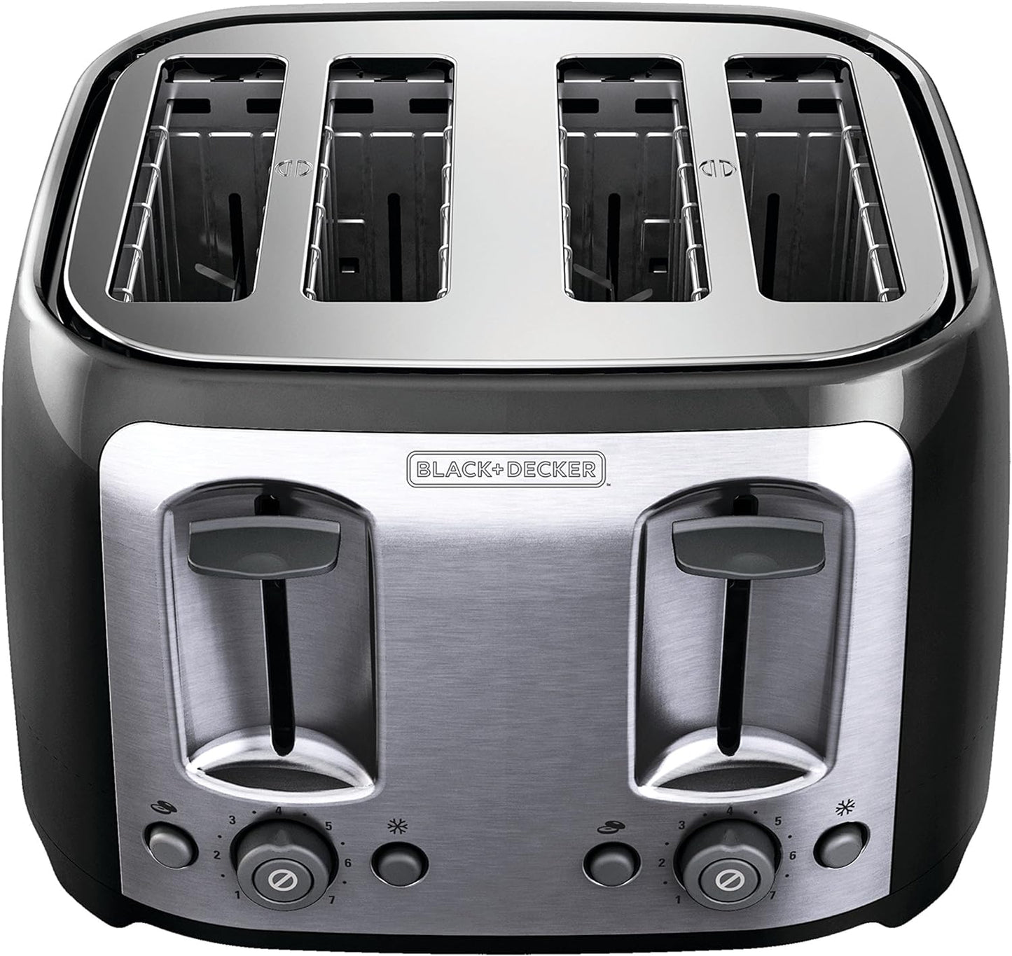 BLACK+DECKER 4-Slice Toaster - Extra Wide Slots, 7 Shade Settings, 1400 Watts, Bagel & Frozen Functions