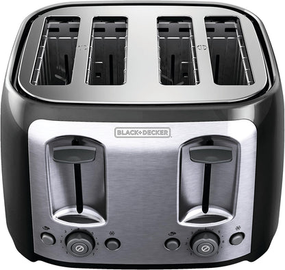 BLACK+DECKER 4-Slice Toaster - Extra Wide Slots, 7 Shade Settings, 1400 Watts, Bagel & Frozen Functions