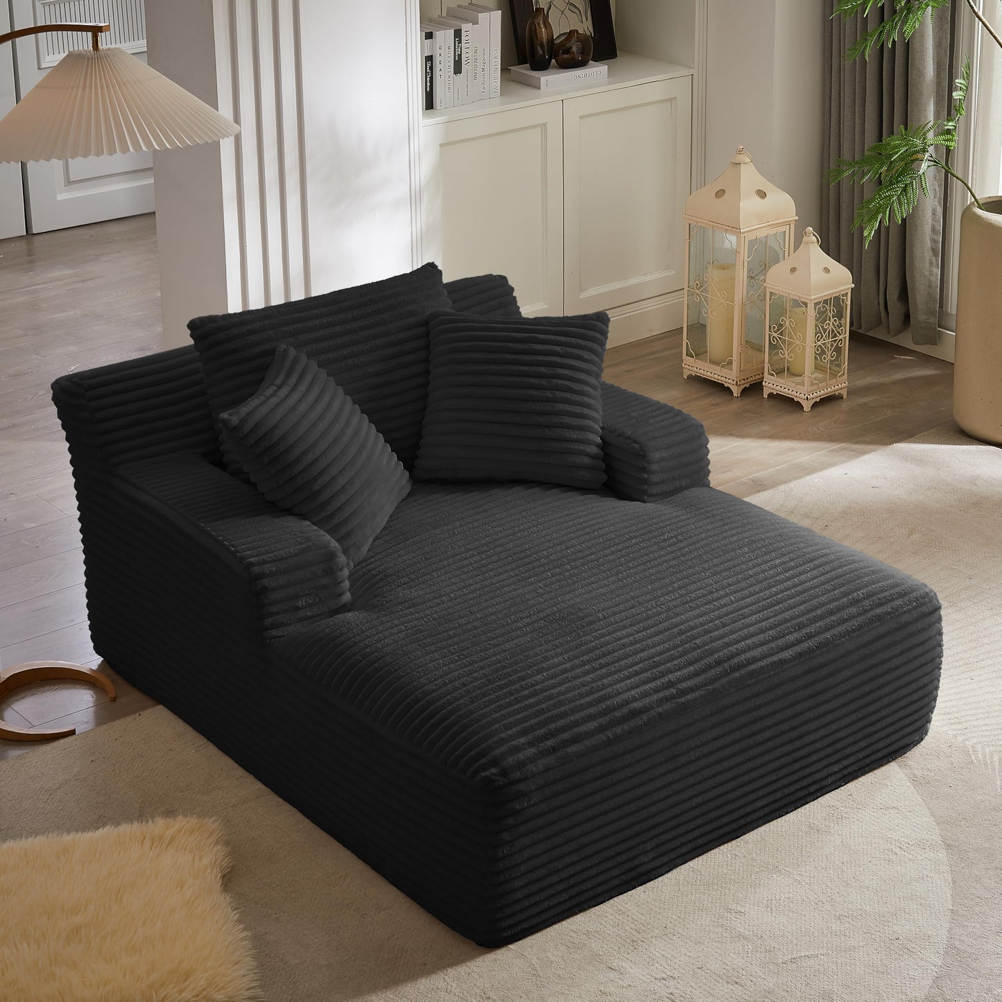 KEIKI 66" Oversized Chaise Lounge, No-Assembly Boneless Chair Sofa Bed Alternative for Bedroom Comfort, Guest Hosting, Cozy Lounging & Restful All-Day Relaxation with Plush Supportive Seating