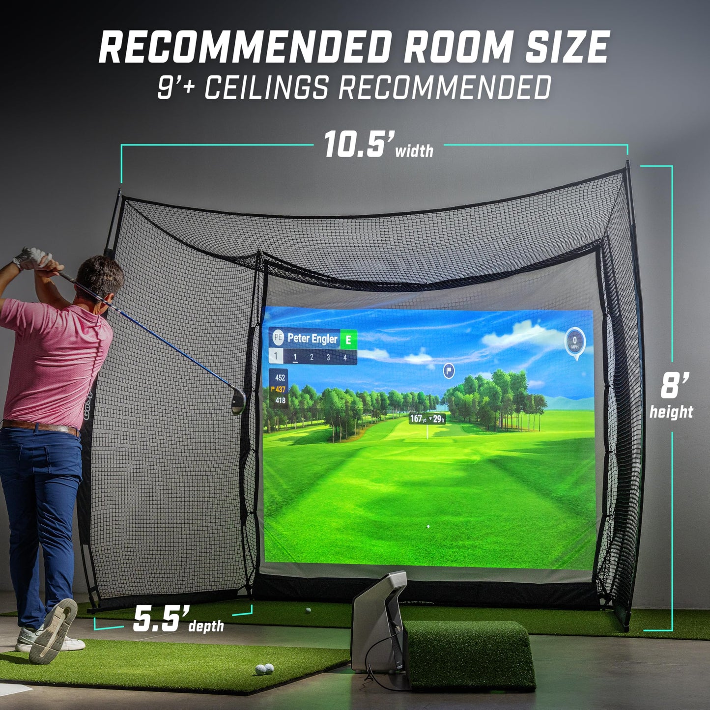 GoSports Range Cage 10 ft x 8 ft Golf Practice Hitting Net with Impact Screen