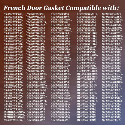 Refrigerator French Door Gasket Compatible with Whirlpool Kenmore Seal W10830162 W10443225 W10179332, Approx. 40.16" x