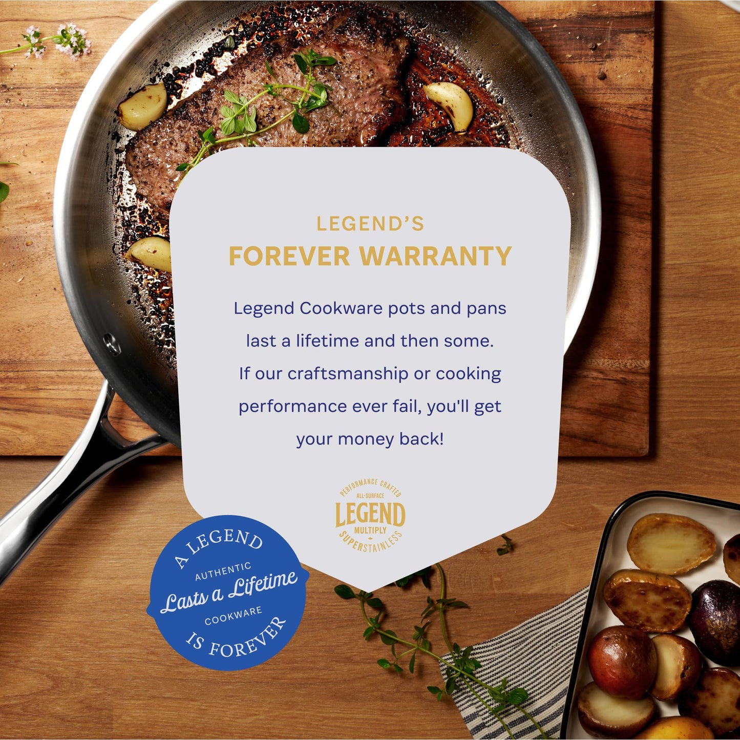 LEGEND COOKWARE 5-Ply Stainless Steel Cookware Set, 14-Piece Pots and Pans Set - Induction Compatible, Oven Safe 800°F - Non-Toxic, No Coatings - Built to Last Generations