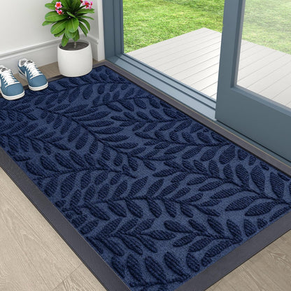 OLANLY Indoor Outdoor Door Mat - Waterproof All-Weather Doormat | 29.5x17, Sturdy Natural Rubber, Navy Blue