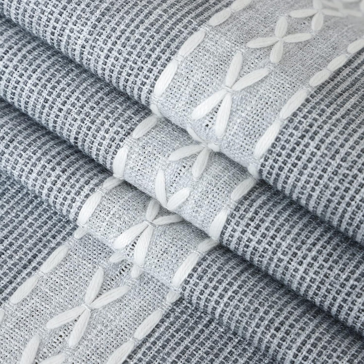 13x60inch Farmhouse Braided Striped Table Runner Rustic Embroidery Coffee Table Runners for Decorations Weddings