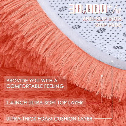 OLANLY Small Bedside Rug - Soft Fluffy Shaggy Indoor Carpet for Kids & Living Room | Coral Red 2x3